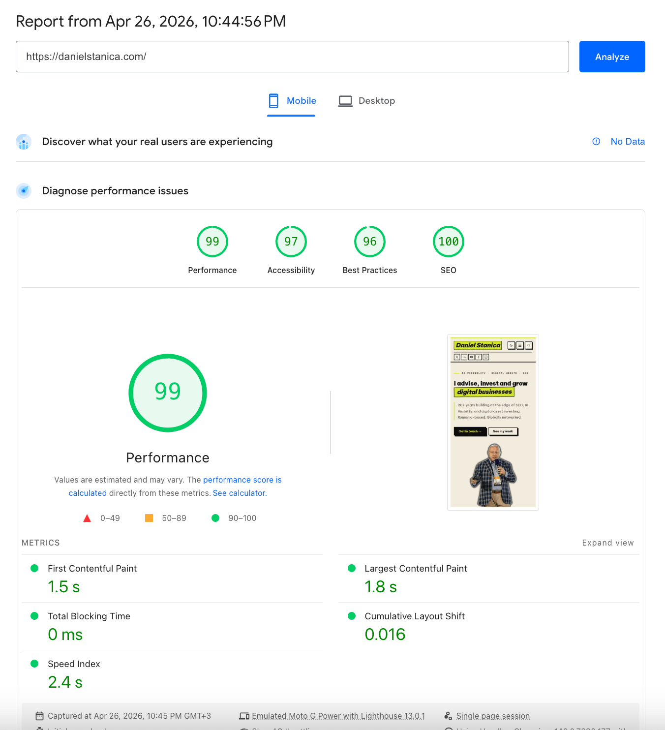 DanielStanica-EmDash-PageSpeed-Score.png