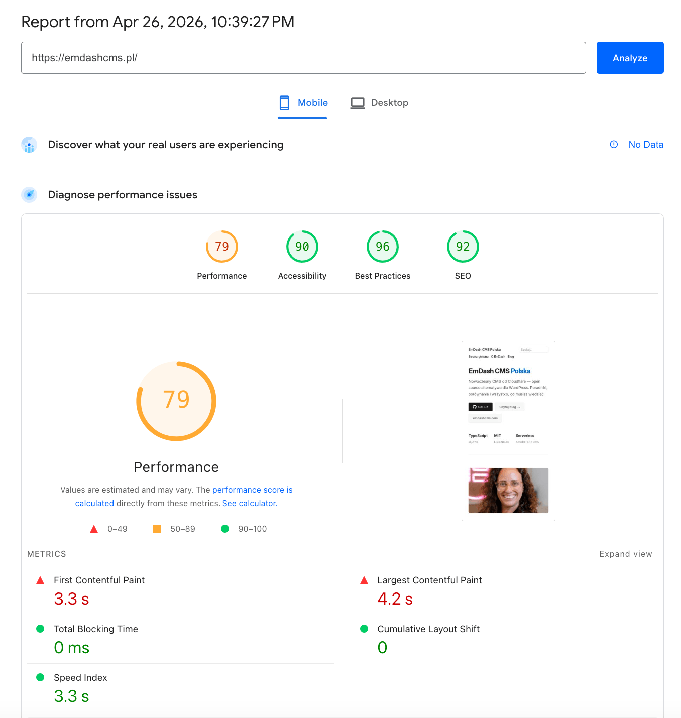 EmDash-Default-Blog-Test-Speed.png
