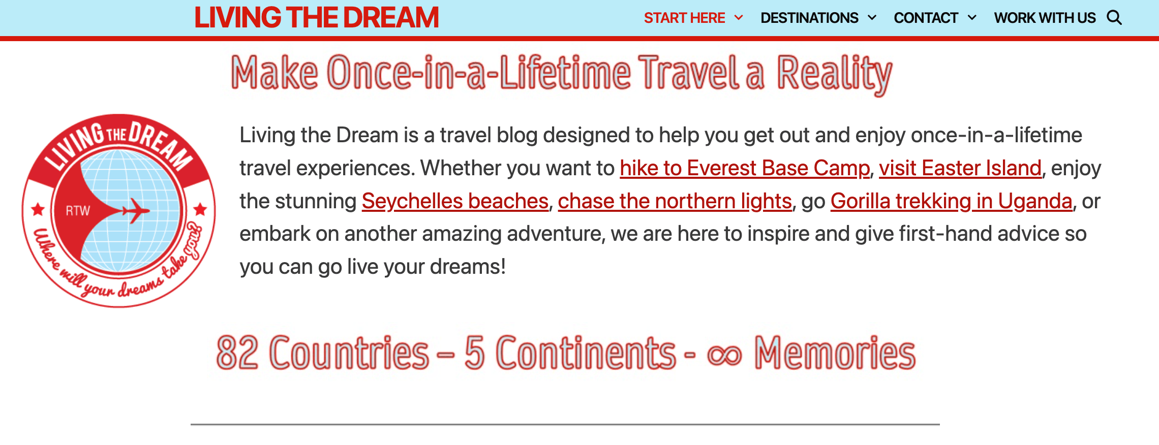 LivingTheDream Homepage Screenshot.png
